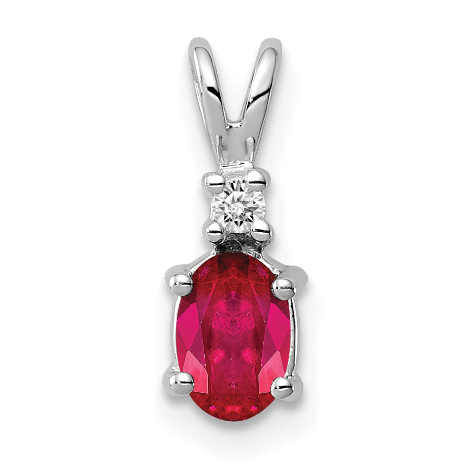 Image of ID 1 14k White Gold 6x4mm Oval Ruby A Diamond pendant