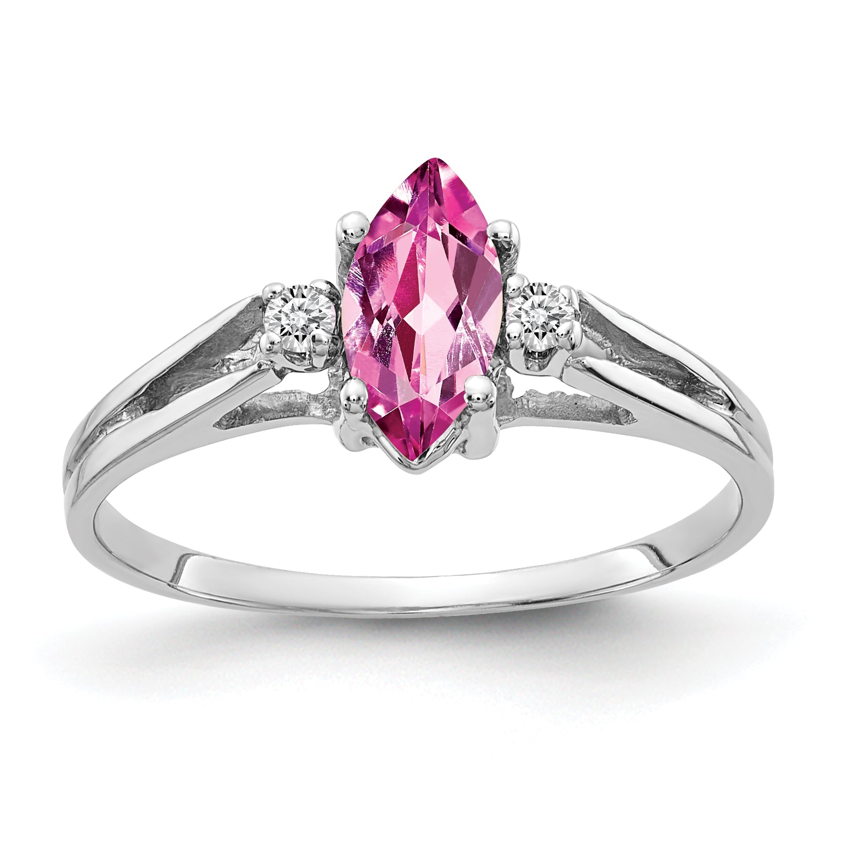 Image of ID 1 14k White Gold 8x4mm Marquise Pink Sapphire VS Diamond ring