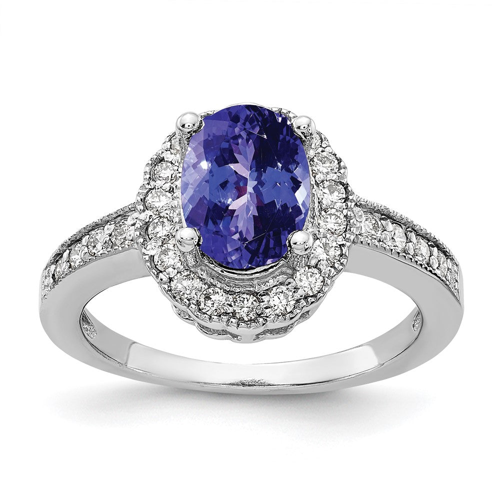 Image of ID 1 14k White Gold 8x6mm Oval Tanzanite VS Diamond ring