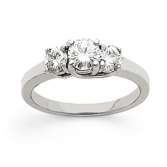 Image of ID 1 14k White Gold AA Diamond Three Stone Ring