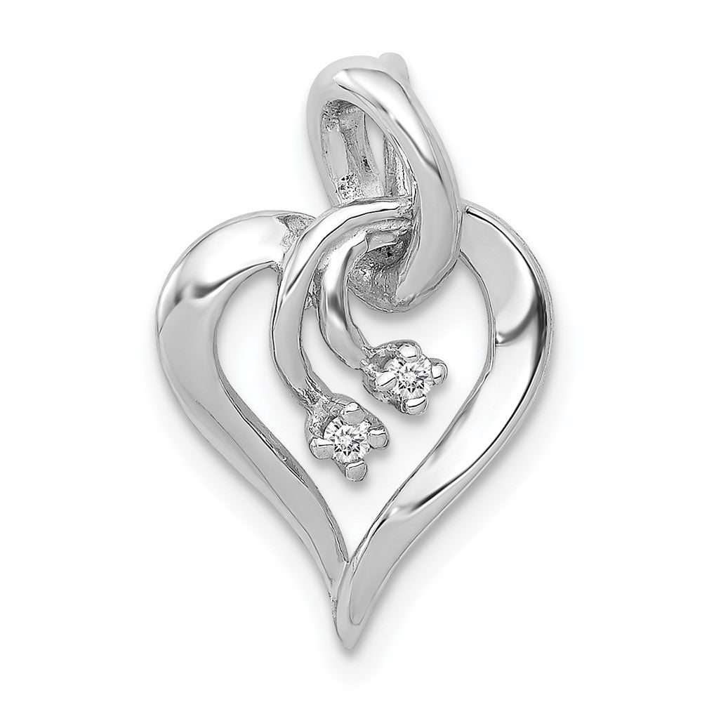 Image of ID 1 14k White Gold AA Real Diamond Fancy Heart Pendant