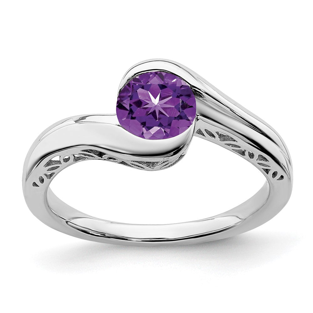 Image of ID 1 14k White Gold Amethyst Bypass Ring