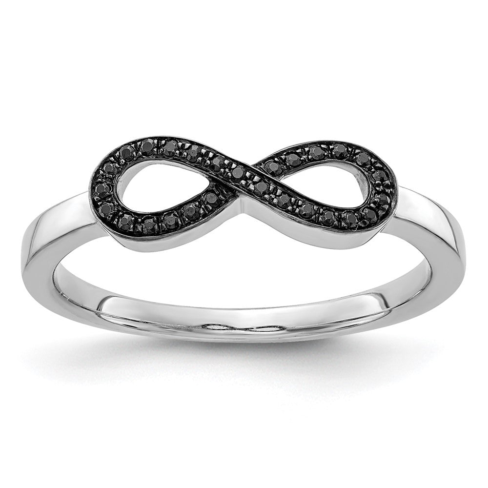 Image of ID 1 14k White Gold Black Real Diamond Infinity Ring