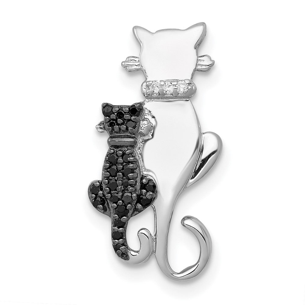 Image of ID 1 14k White Gold Black and White Accent Real Diamond Cats Chain Slide