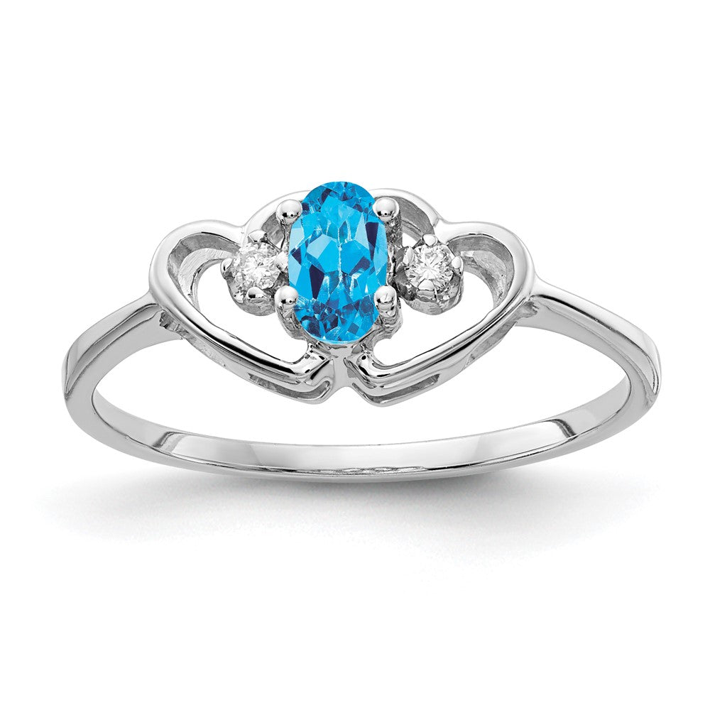 Image of ID 1 14k White Gold Blue Topaz & AA Real Diamond Ring