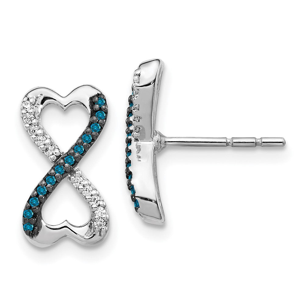 Image of ID 1 14k White Gold Blue and White Real Diamond Infinity Heart Post Earrings