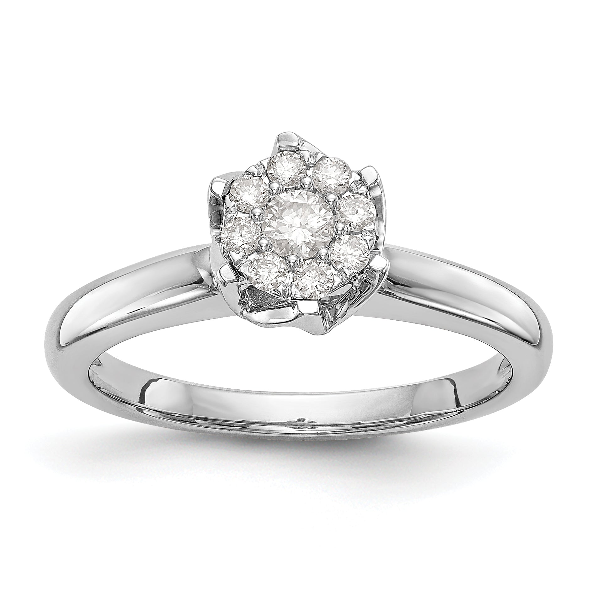 Image of ID 1 14k White Gold Complete Diamond Cluster Engagement Ring