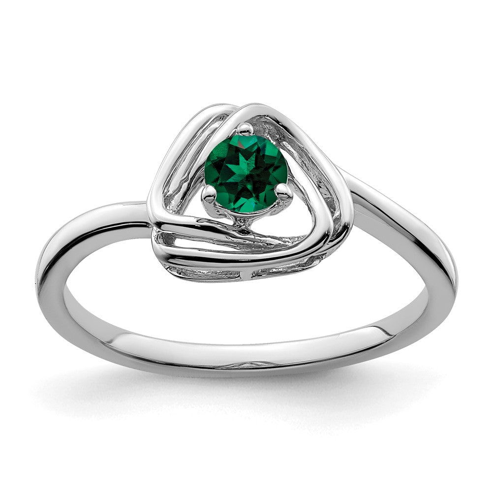 Image of ID 1 14k White Gold Created Emerald Triangle Ring