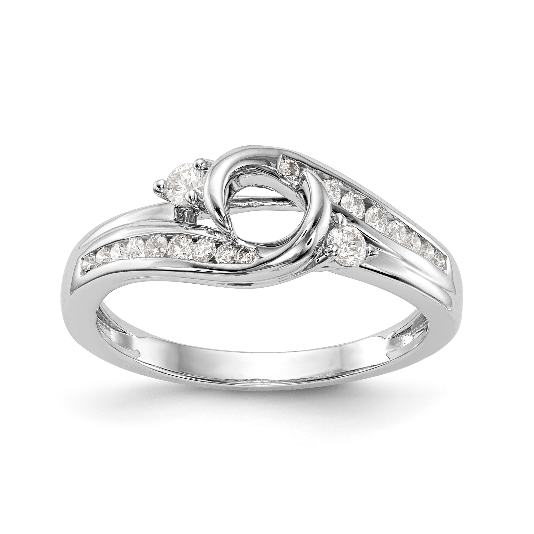 Image of ID 1 14k White Gold Diamond Bezel CZ By Pass Engagement Ring