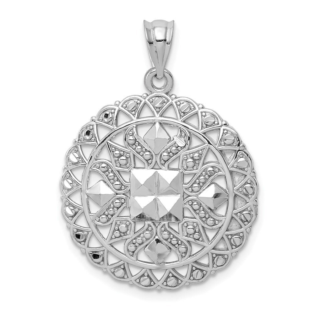 Image of ID 1 14k White Gold Diamond Cut Fancy Pendant