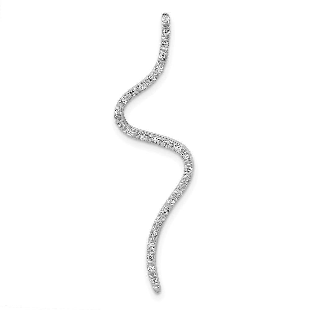 Image of ID 1 14k White Gold Fancy 1/6ct Real Diamond Curved Line Chain Slide