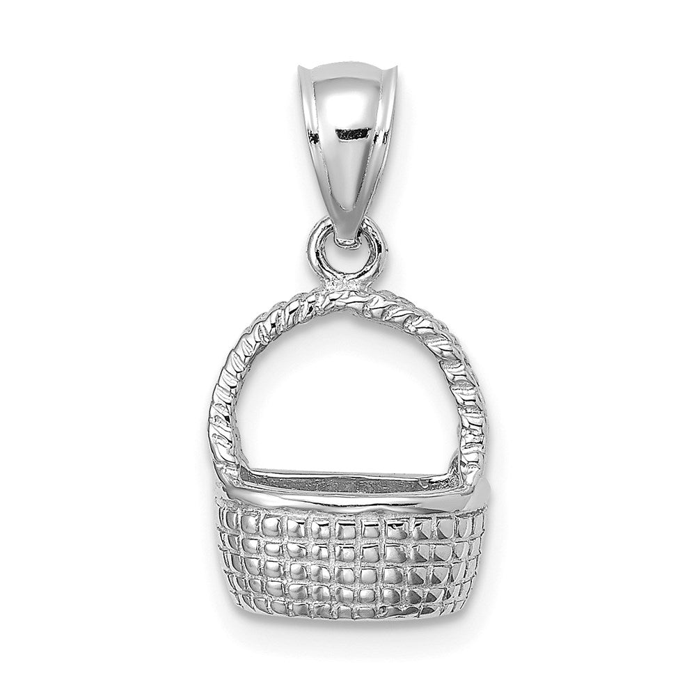 Image of ID 1 14k White Gold Flat Back Basket Charm