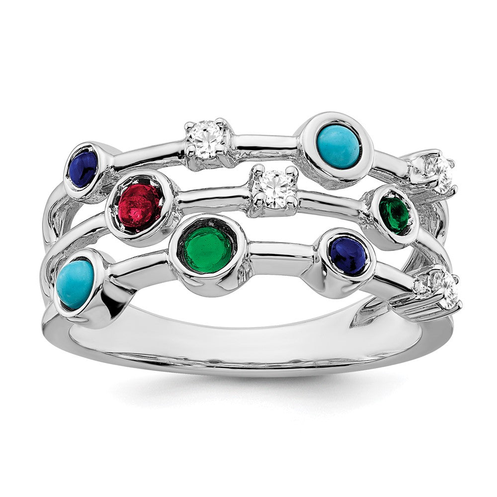 Image of ID 1 14k White Gold Gemstone and Turquoise Ring