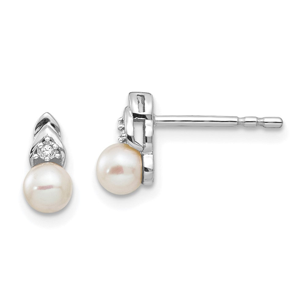 Image of ID 1 14k White Gold Genuine FW Cultured Pearl Diamond Earring