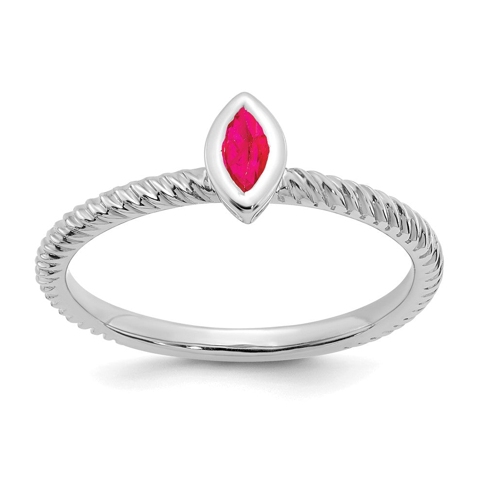 Image of ID 1 14k White Gold Marquise Bezel Ruby Ring