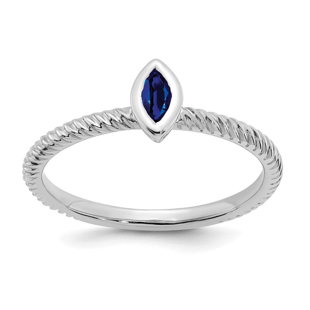 Image of ID 1 14k White Gold Marquise Bezel Sapphire Ring