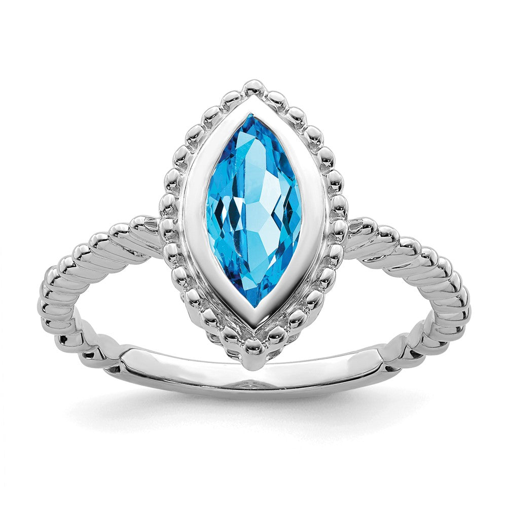 Image of ID 1 14k White Gold Marquise Blue Topaz Ring
