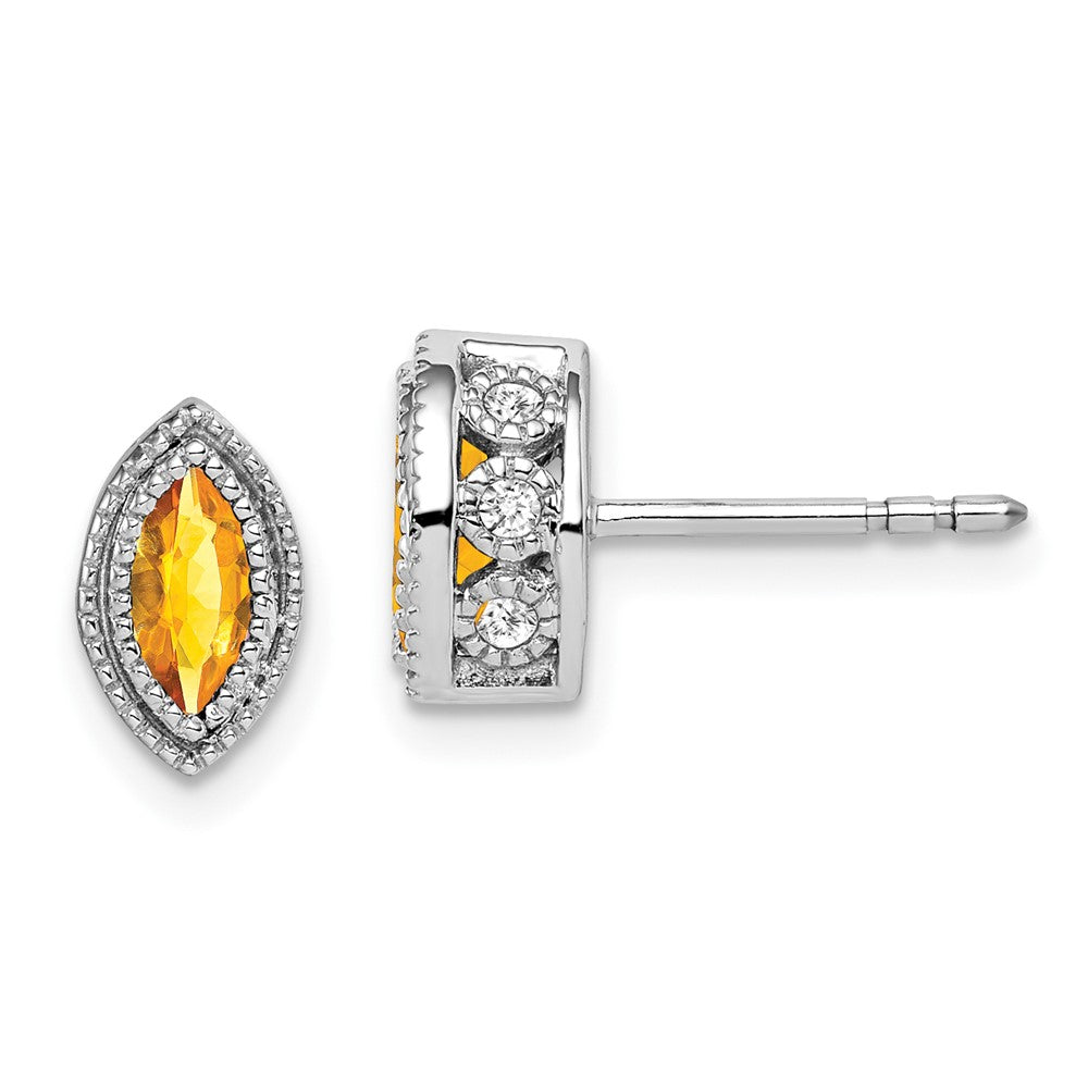 Image of ID 1 14k White Gold Marquise Citrine and Real Diamond Earrings