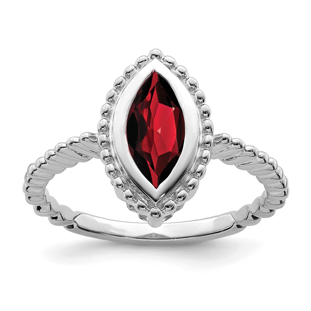 Image of ID 1 14k White Gold Marquise Garnet Ring