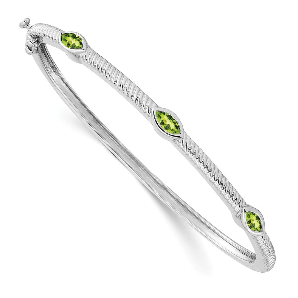 Image of ID 1 14k White Gold Marquise Peridot Bangle