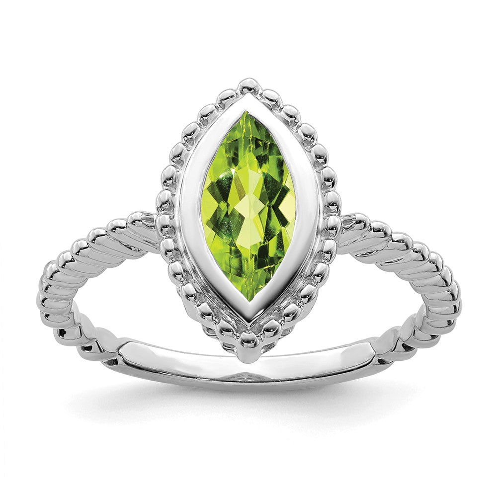 Image of ID 1 14k White Gold Marquise Peridot Ring