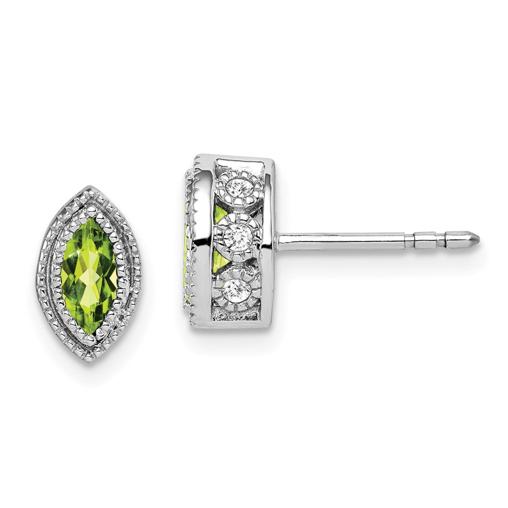 Image of ID 1 14k White Gold Marquise Peridot and Real Diamond Earrings
