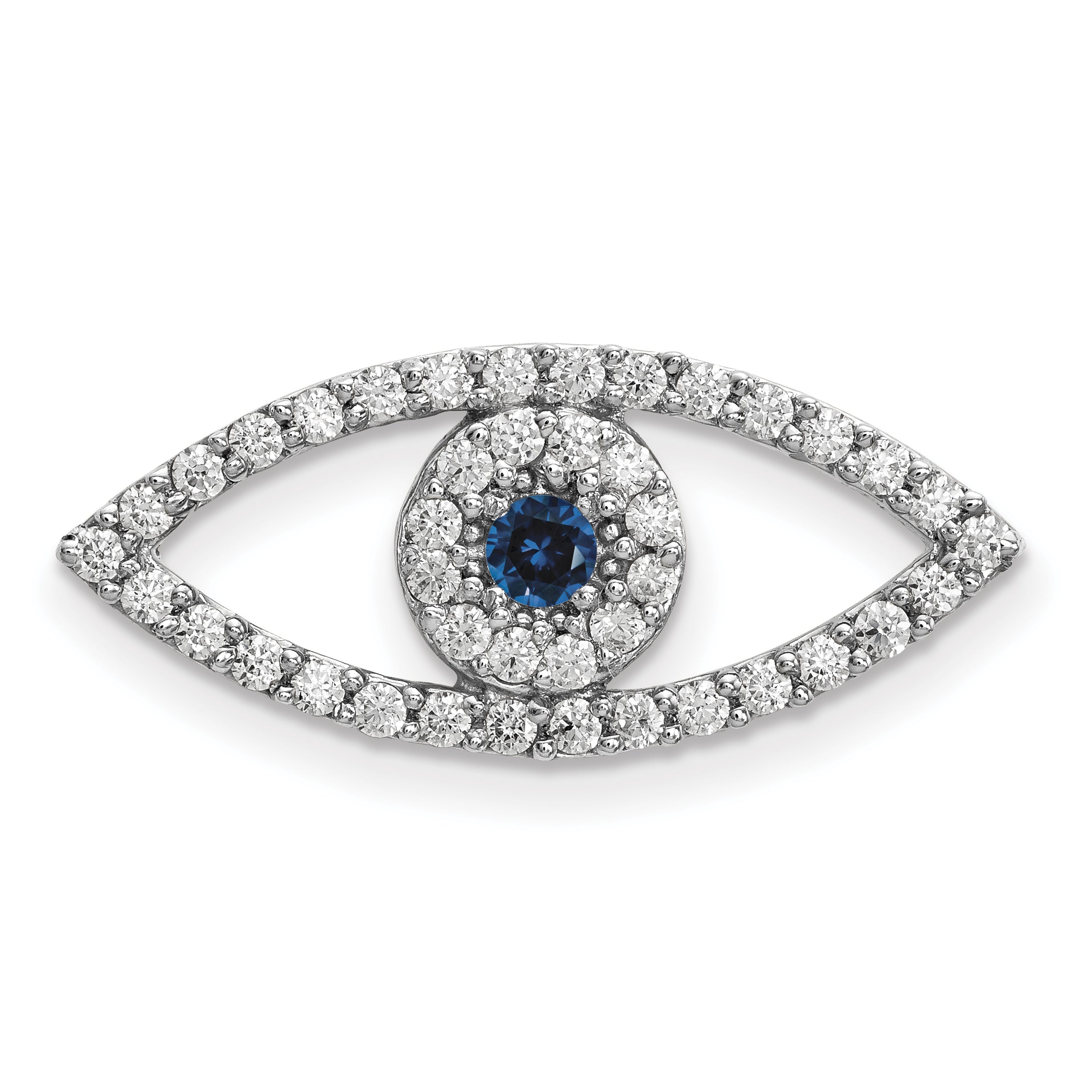 Image of ID 1 14k White Gold Medium Diamond and Sapphire Evil Eye Pendant