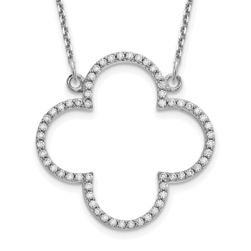 Image of ID 1 14k White Gold Medium Necklace Real Diamond Quatrefoil Design