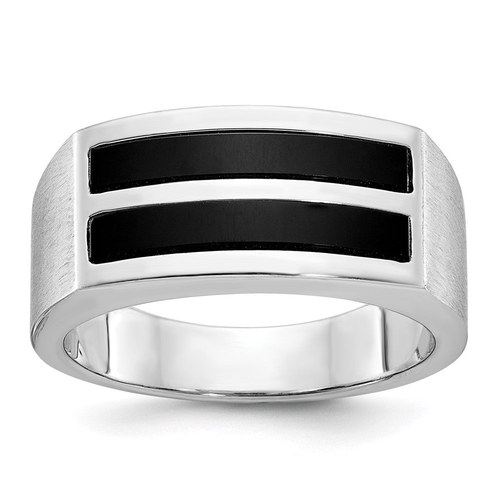 Image of ID 1 14k White Gold Men's Satin Onyx Complete Ring