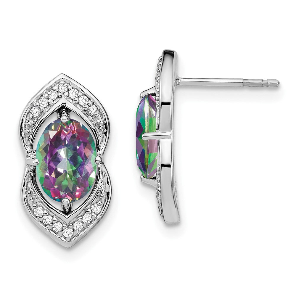 Image of ID 1 14k White Gold Mystic Fire Topaz and Real Diamond Post Earrings