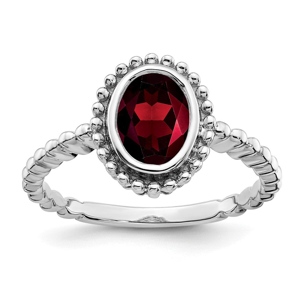 Image of ID 1 14k White Gold Oval Garnet Ring