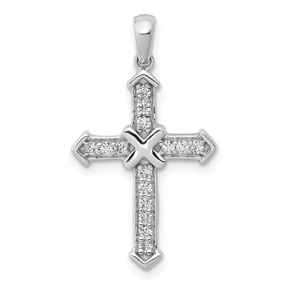 Image of ID 1 14k White Gold Passion Real Diamond Cross Pendant