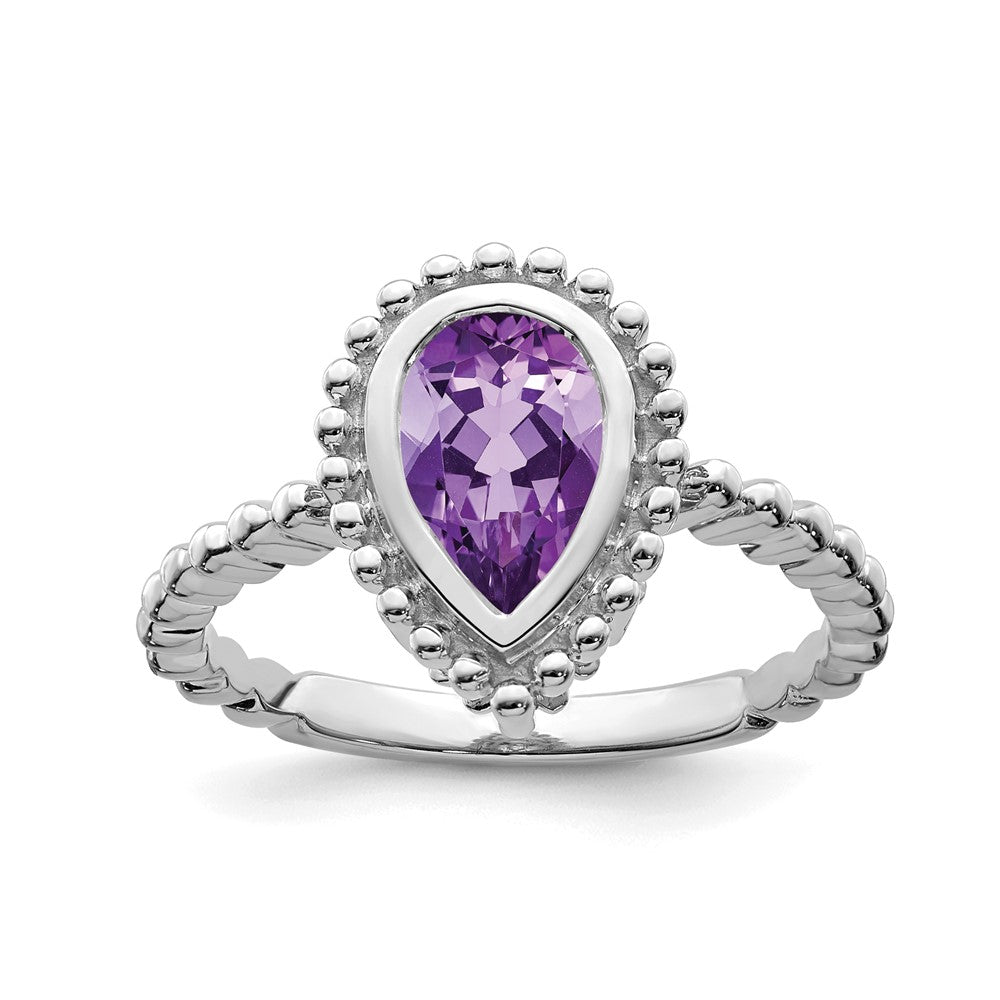 Image of ID 1 14k White Gold Pear Amethyst Ring