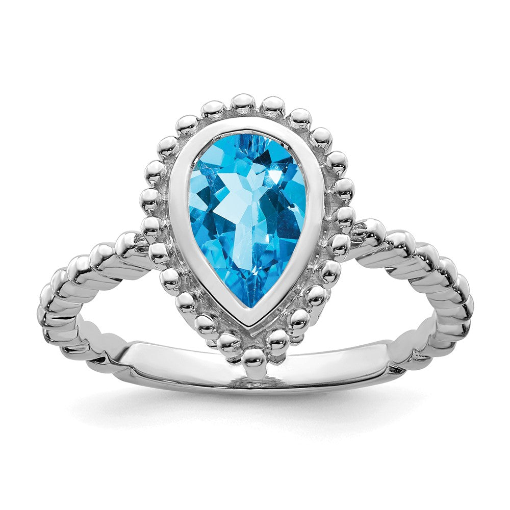 Image of ID 1 14k White Gold Pear Blue Topaz Ring