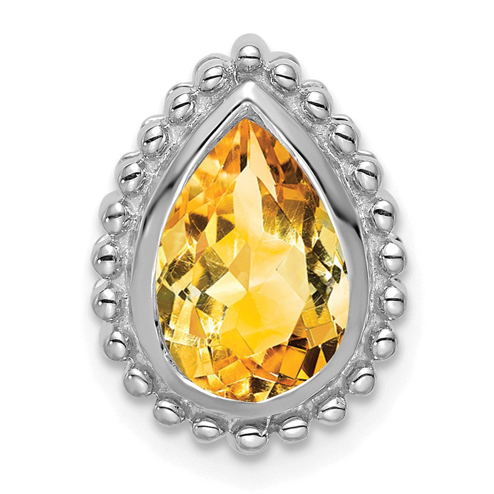 Image of ID 1 14k White Gold Pear Citrine Chain Slide