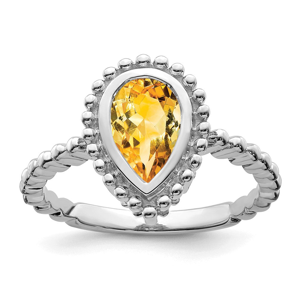 Image of ID 1 14k White Gold Pear Citrine Ring