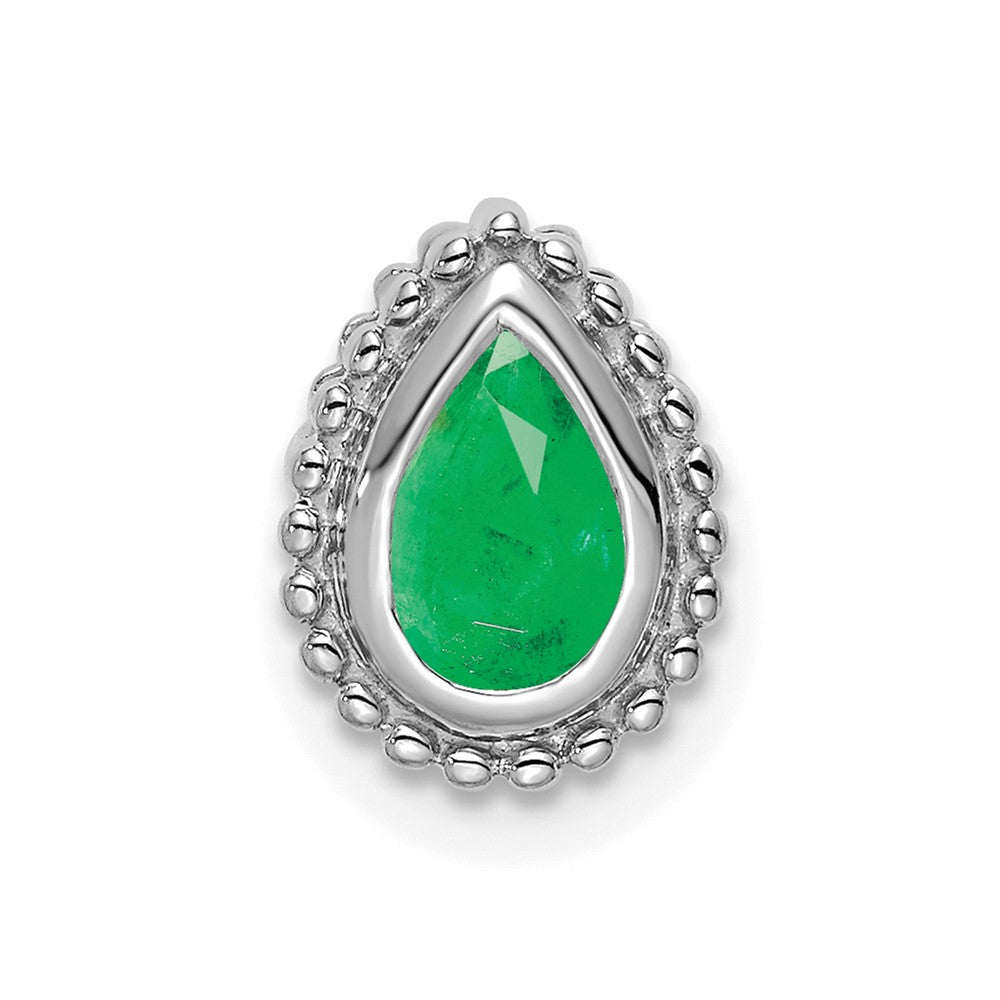 Image of ID 1 14k White Gold Pear Emerald Chain Slide