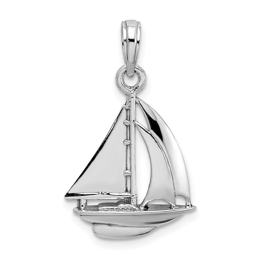 Image of ID 1 14k White Gold Polished 3-D Sailboat Charm