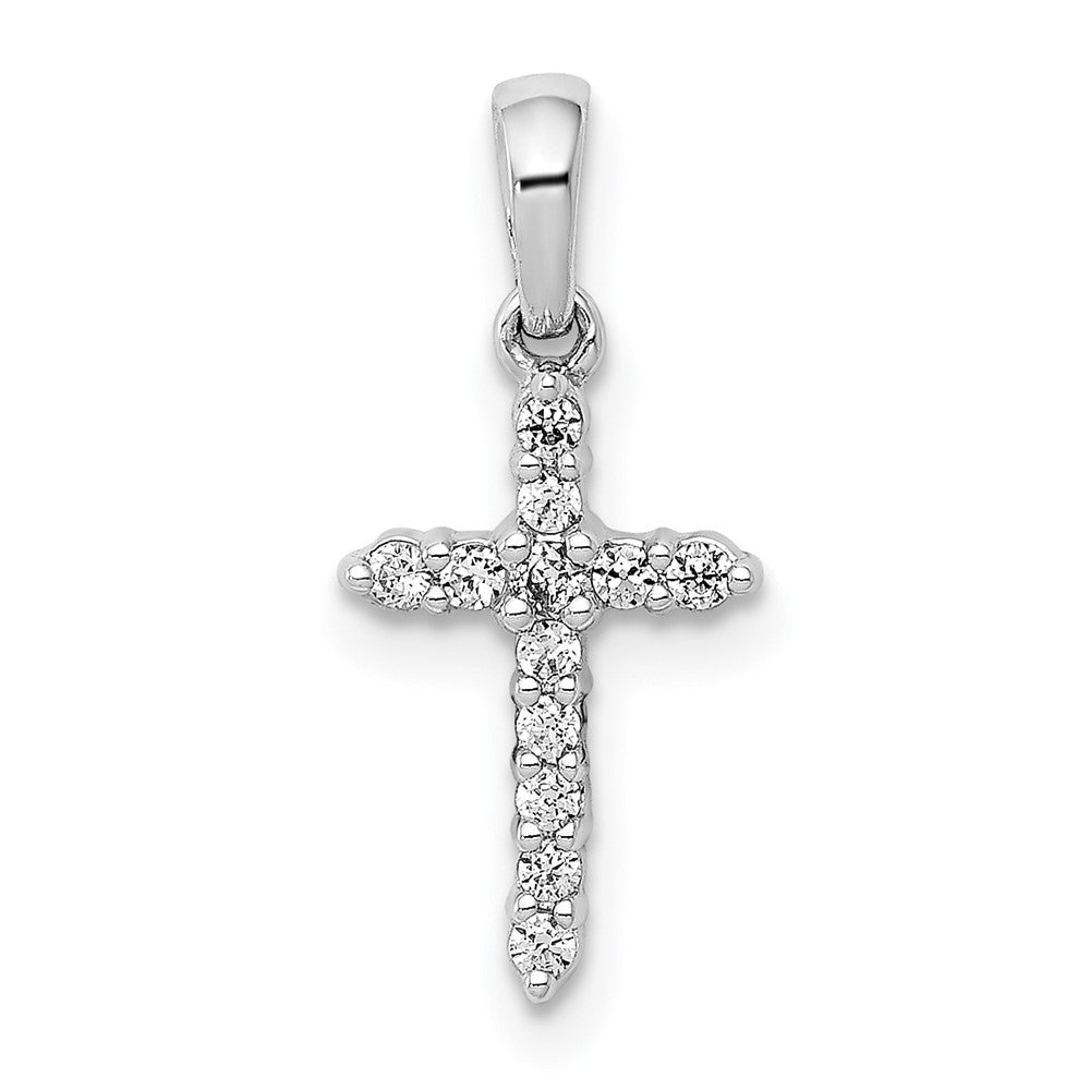 Image of ID 1 14k White Gold Polished Real Diamond Cross Pendant