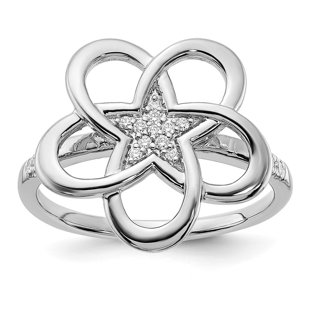Image of ID 1 14k White Gold Polished Real Diamond Flower Ring