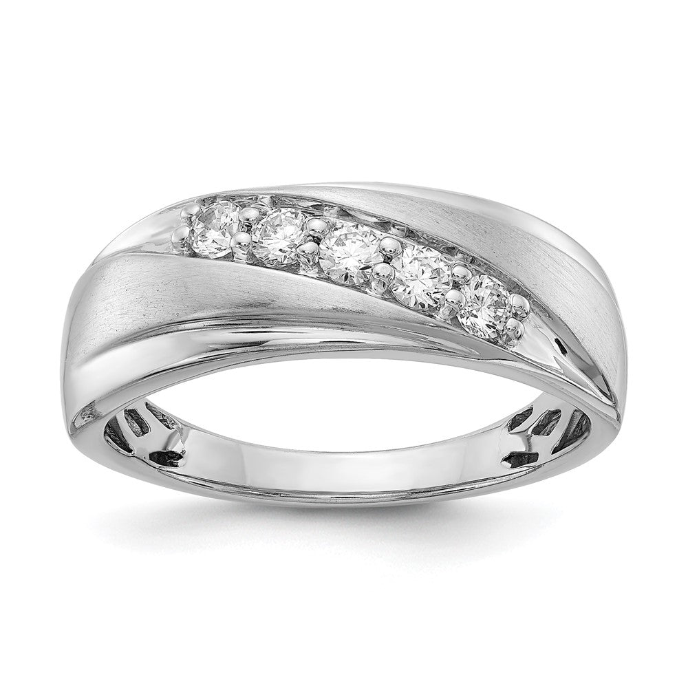 Image of ID 1 14k White Gold Polished & Satin Real Diamond Ring