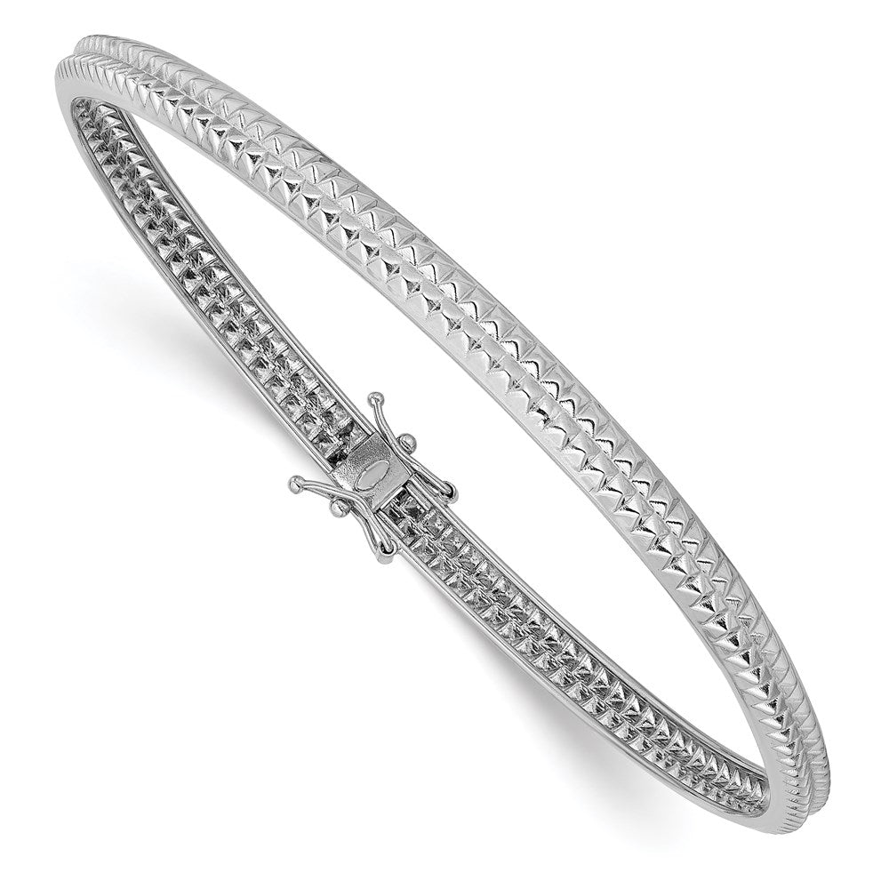 Image of ID 1 14k White Gold Polished Textured Flexible Bangle