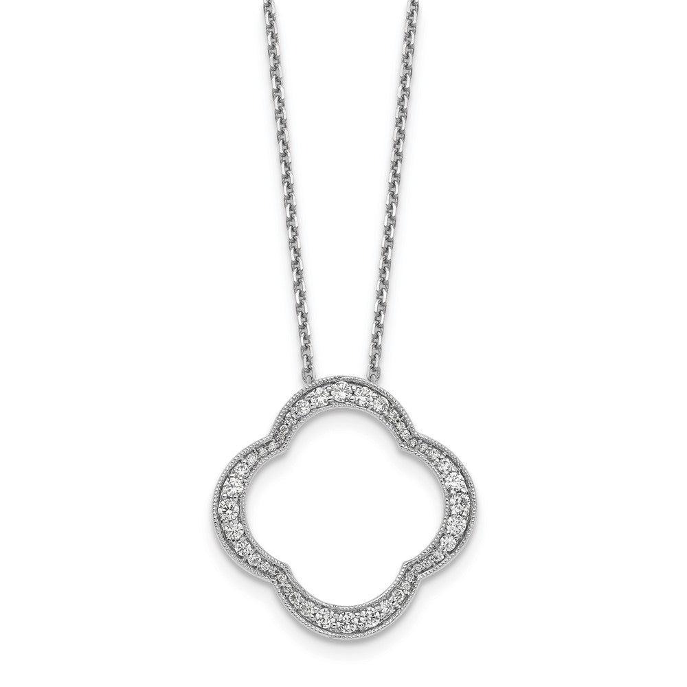 Image of ID 1 14k White Gold Quatrefoil Pendant w/ Chain