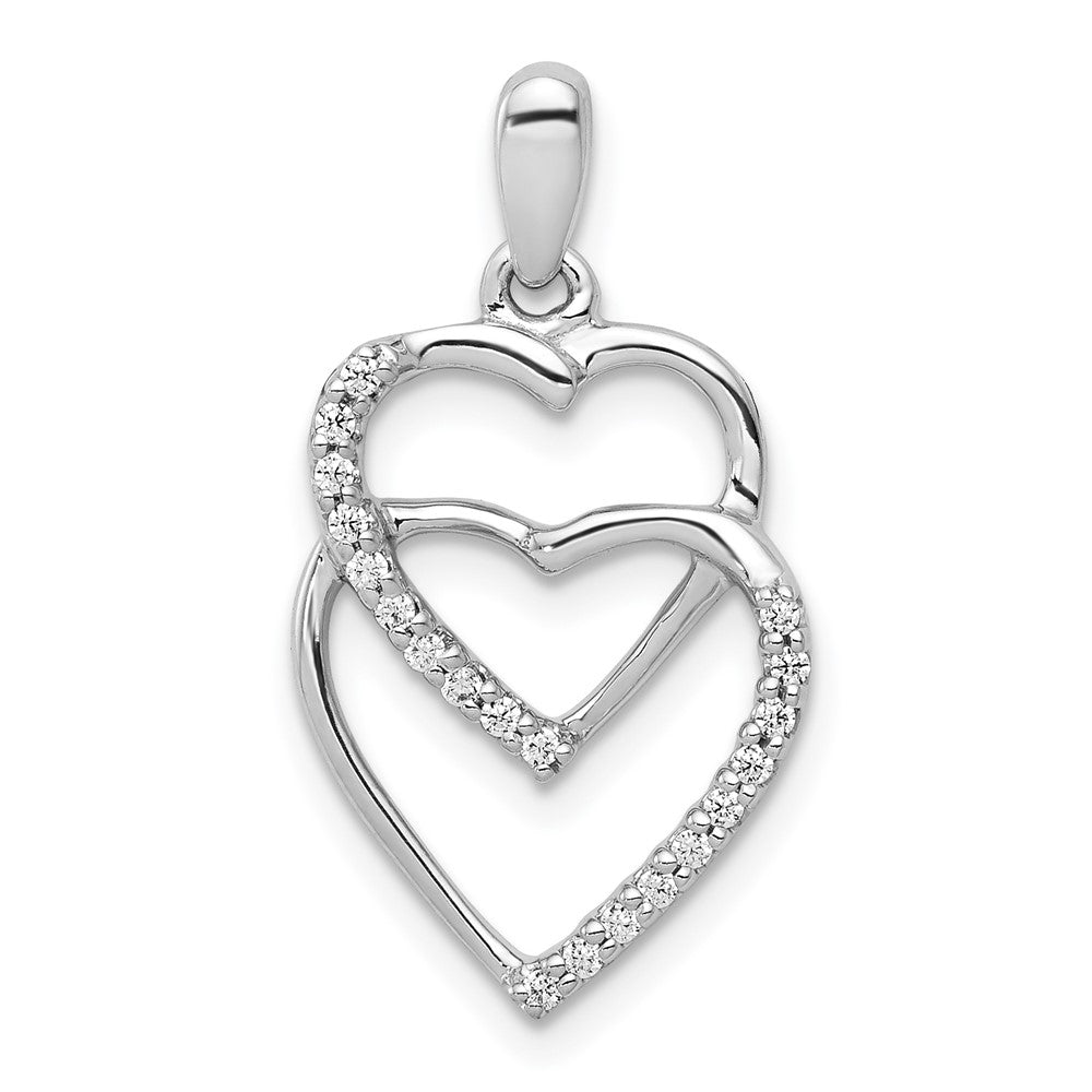 Image of ID 1 14k White Gold Real Diamond 1/10ct Entwined Hearts Pendant