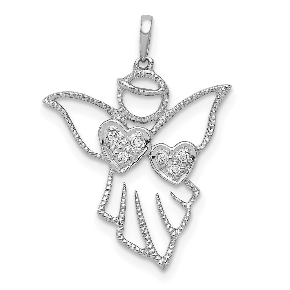 Image of ID 1 14k White Gold Real Diamond Angel Pendant
