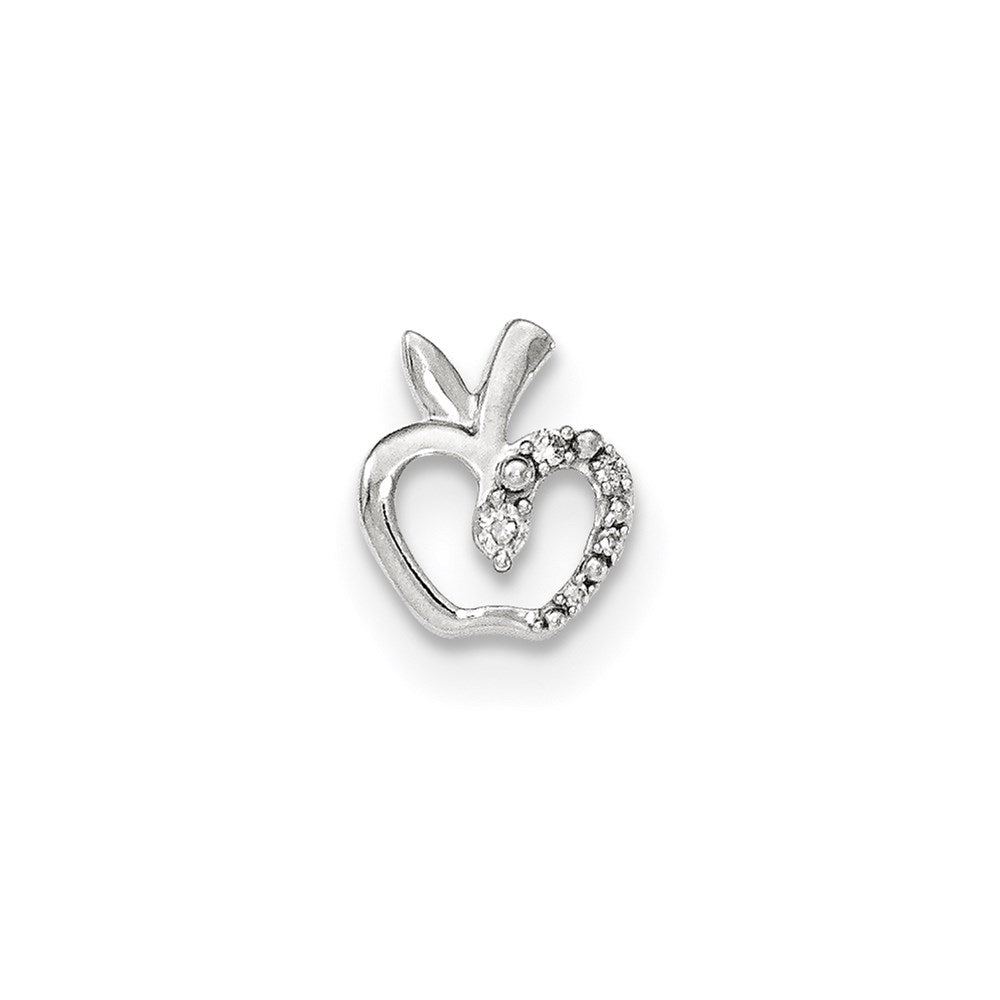 Image of ID 1 14k White Gold Real Diamond Apple Chain Slide