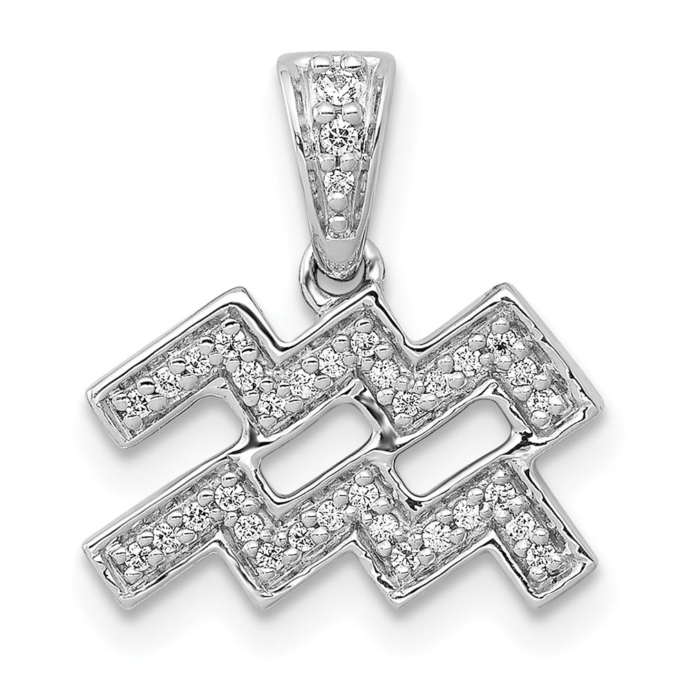 Image of ID 1 14k White Gold Real Diamond Aquarius Pendant