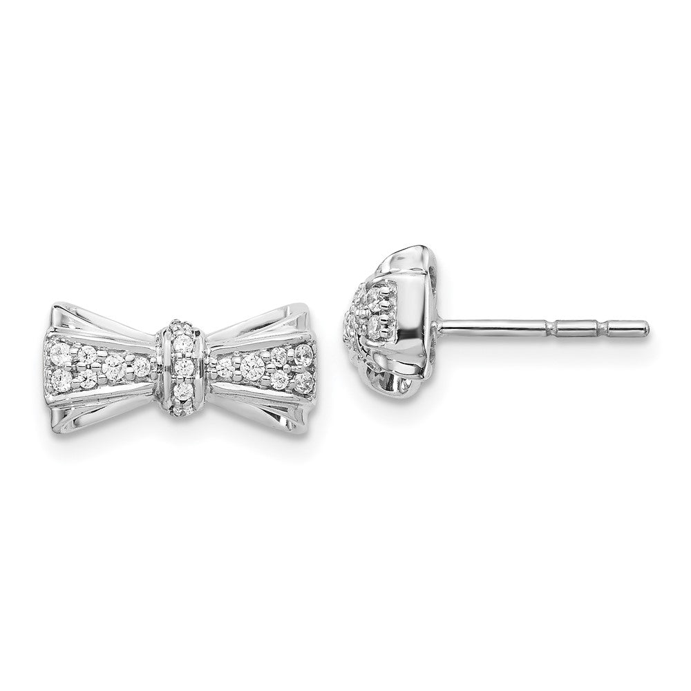 Image of ID 1 14k White Gold Real Diamond Bow Post Earrings