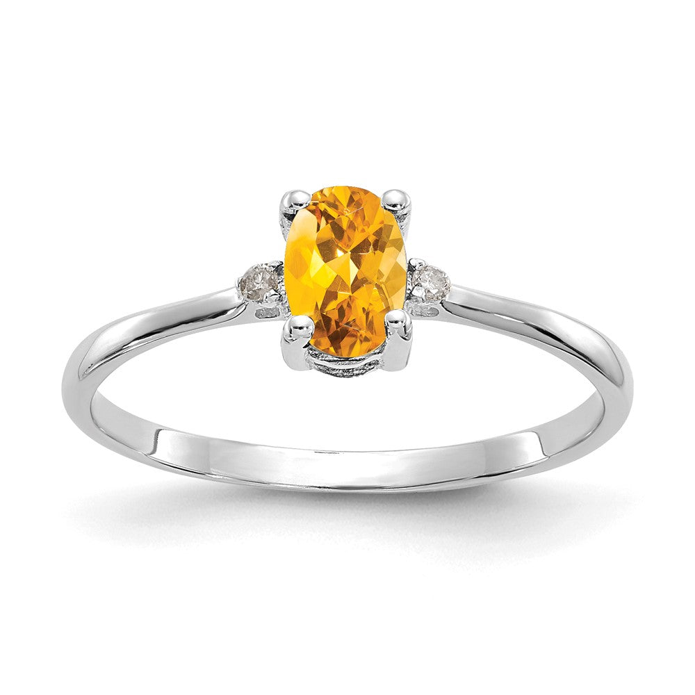 Image of ID 1 14k White Gold Real Diamond & Citrine Birthstone Ring