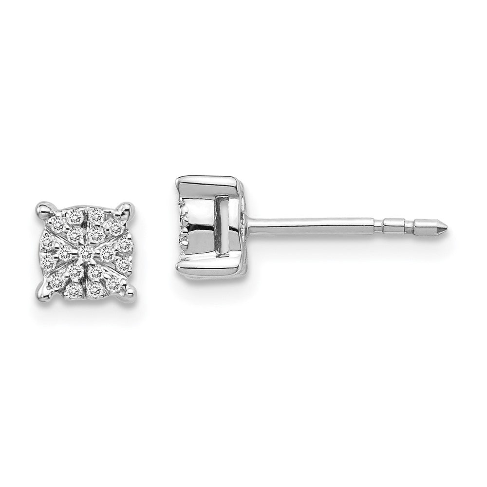 Image of ID 1 14k White Gold Real Diamond Cluster Post Earrings